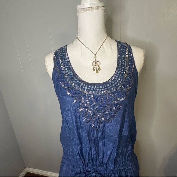 Forever 21 Blue Embellished Boho Top - Picture 2 of 6